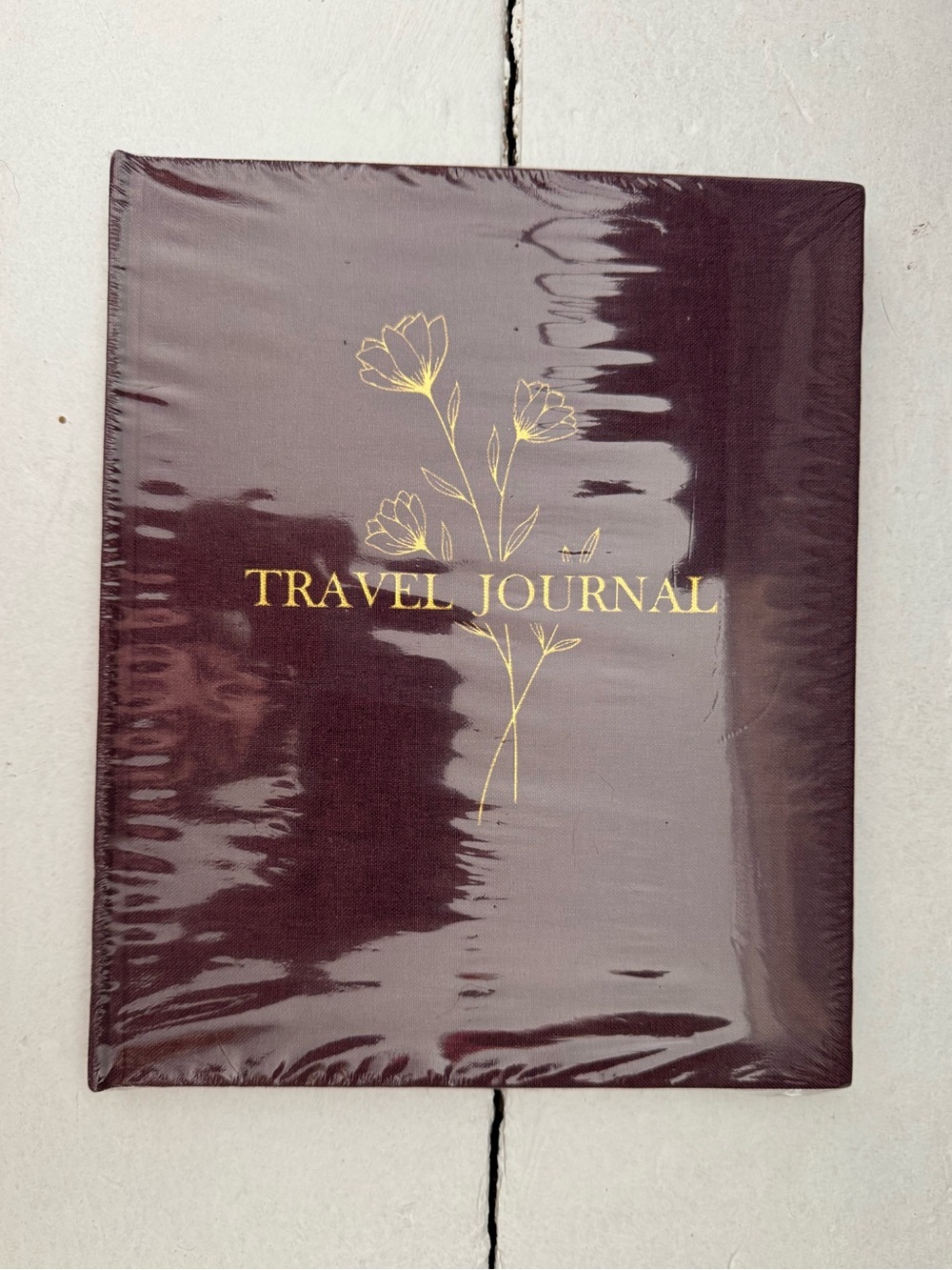 Travel Journal Hardcover Notebook in Deep Burgundy with Gold Foil